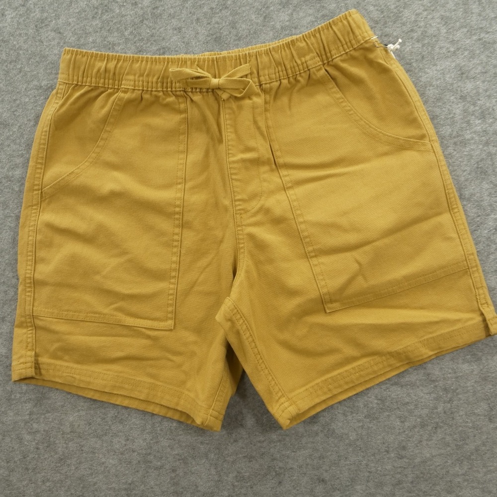 Katin Shorts Mens Small/Medium Gold Canvas Flat Front Elastic Waist New